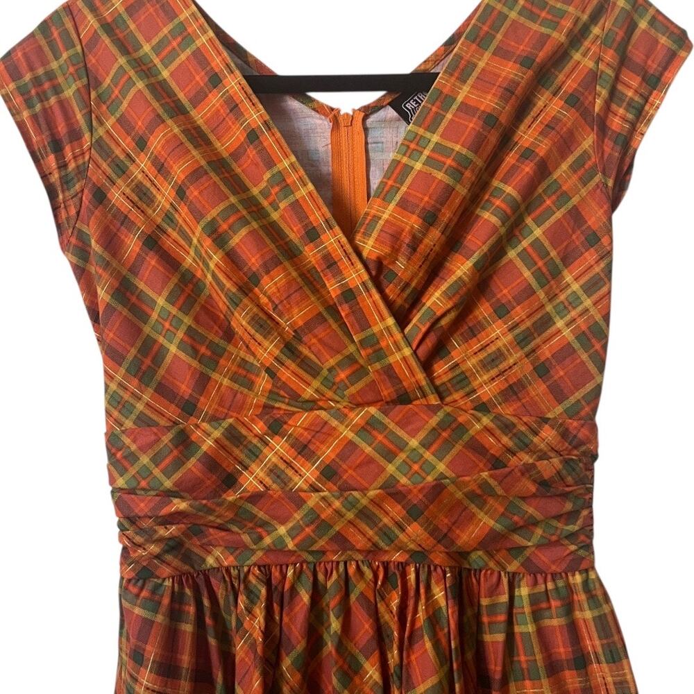 RETROLICIOUS Orange Plaid Greta Dress Size XS - Picture 4 of 12